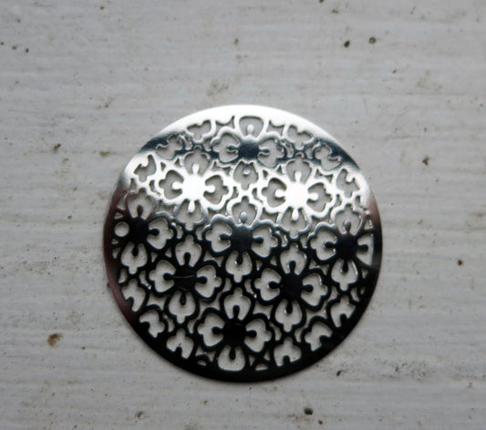 Connector / Hänge Silverfärgad - Mandala med blommor 30mm