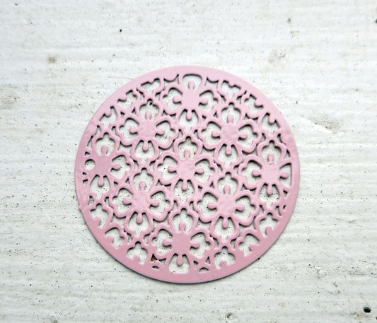 Connector / Hänge Rosa - Mandala med blommor 30mm