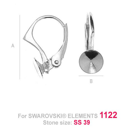 Öronkrokar 925 Silver - Brisyr med fäste för Chaton 8mm