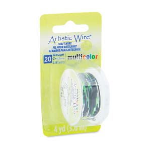 Artistic Wire 20 Ga - Multicolor Silver/Black/Green, 1 rulle