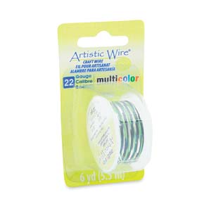 Artistic Wire 22 Ga - Multicolor Silver/Black/Green, 1 rulle