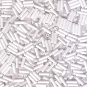 Miyuki Bugle Beads - Opaque White 6 mm, 17 gram