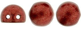 CzechMates Cabochon - Saturared Metallic Aurora Red 7mm 2- håls 10- pack