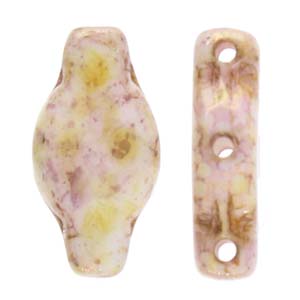 Navette - White Opaque Lila Gold Luster 6x12mm 10gram