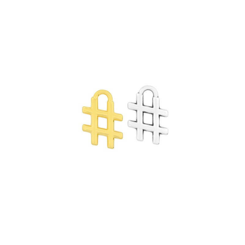 Berlock guldfärgad - Hashtag #, 3-pack