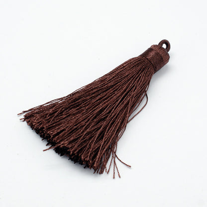 Hänge tassel polyester - Stor Brun 70-75mm 1 styck