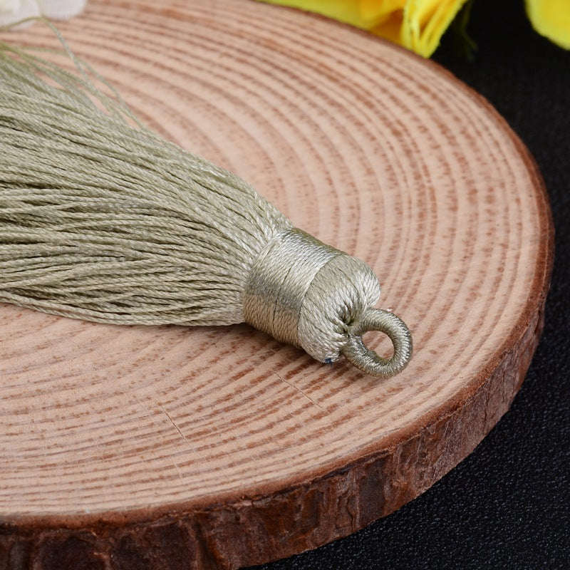 Hänge tassel polyester - Stor Gröngrå 70-75mm 1 styck