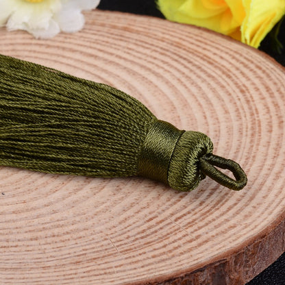 Hänge tassel polyester - Stor Olivgrön 70-75mm 1 styck