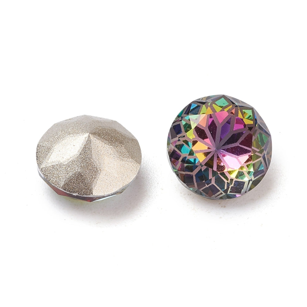 Kinesisk strass- Rund med blomma Volcano 10mm 1styck