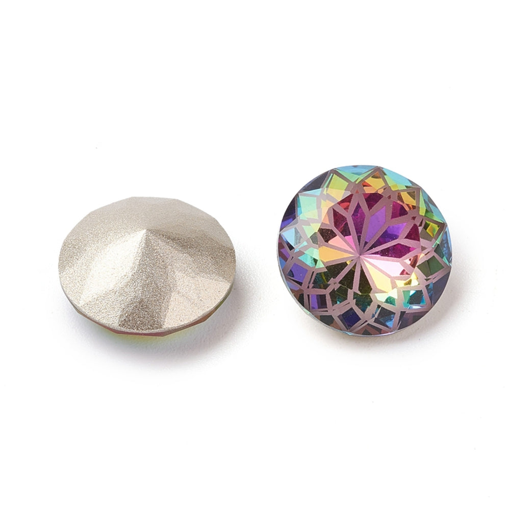 Kinesisk strass- Rund med blomma Volcano 14mm 1styck