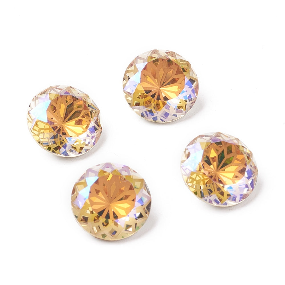 Kinesisk strass Rund med blomma Paradise Shine (orange) 14mm