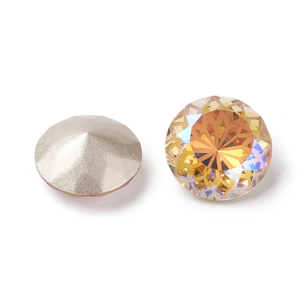 Kinesisk strass- Rund med blomma Paradise Shine (orange) 14mm 1styck