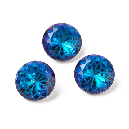 Kinesisk strass - Rund med blomma Bermuda Blue 14mm