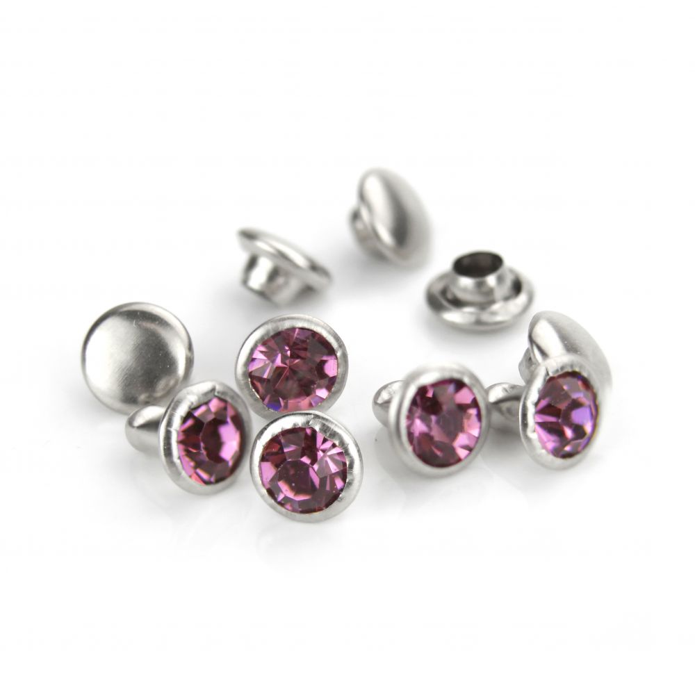 ImpressArt - Czech Crystal Snap Rivets, Round - Amethyst 50 st