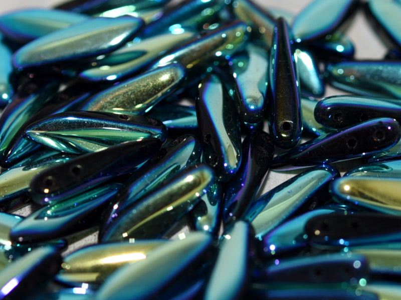 2-hole Dagger - Jet Full AB 5x16mm, 10-pack Hilmas Pyssel