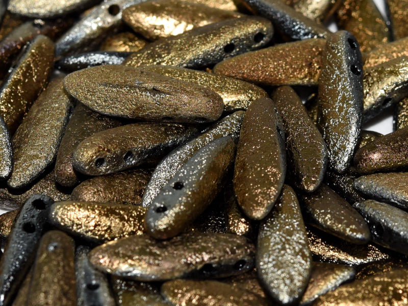 2-Hole Dagger - Etched Jet Full Valentinite 5x16mm 10-pack Hilmas Pyssel