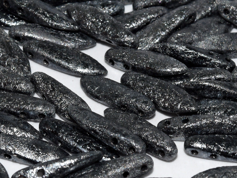 2-hole Dagger - Etched Jet Hematite 5x16mm, 10-pack Hilmas Pyssel