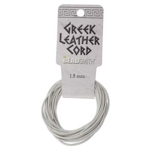 Grekiskt Läderband ca 2 mm -  Vit, 5m