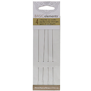 Pärlnålar Basic elements - Collapsible Eye needle Medium, Lång 4- pack