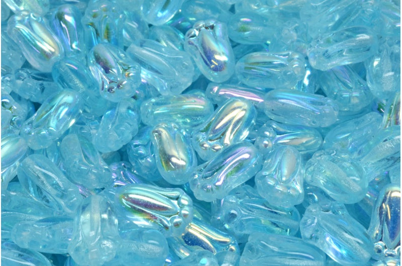 Tulip Bud Beads - Aqua AB 12x8mm, 20-pack