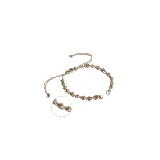 Makramé armband - Beige skruvad med silverringar 1 styck