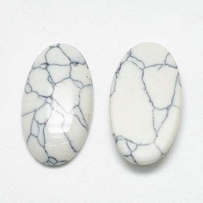 Cabochon Imiterad Turkos - Oval Vit 20x10mm 1 styck