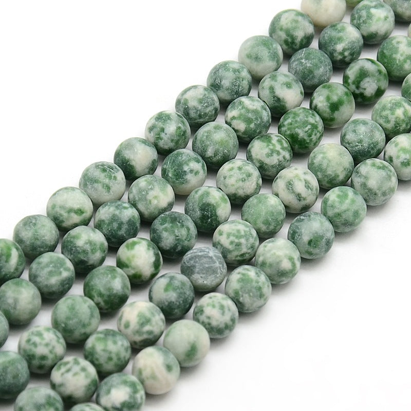 Green Spot Jasper - Rund frostad 6mm 1 sträng