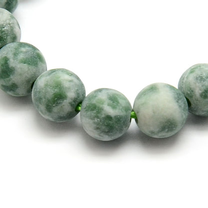 Green Spot Jasper - Rund frostad 6mm 1 sträng