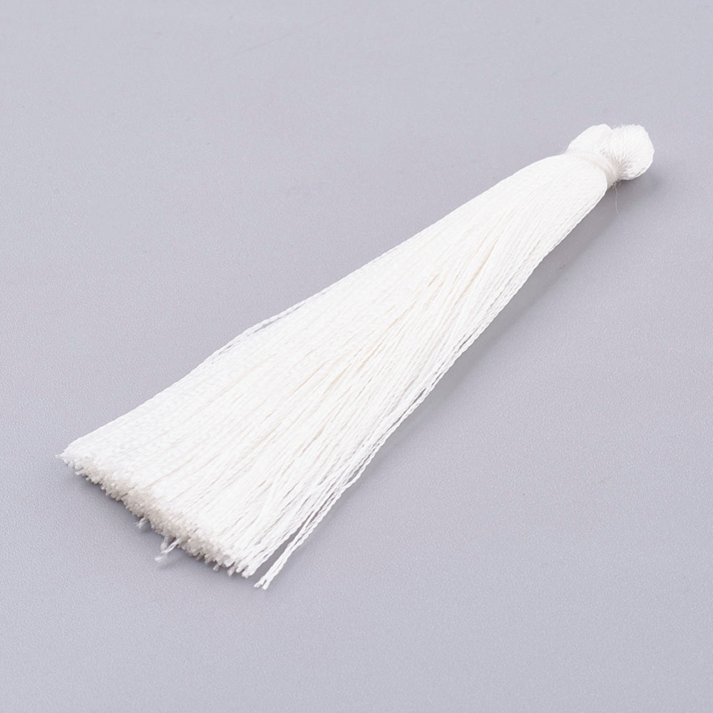 Hänge tassel polyester - Vit  65mm 1 styck