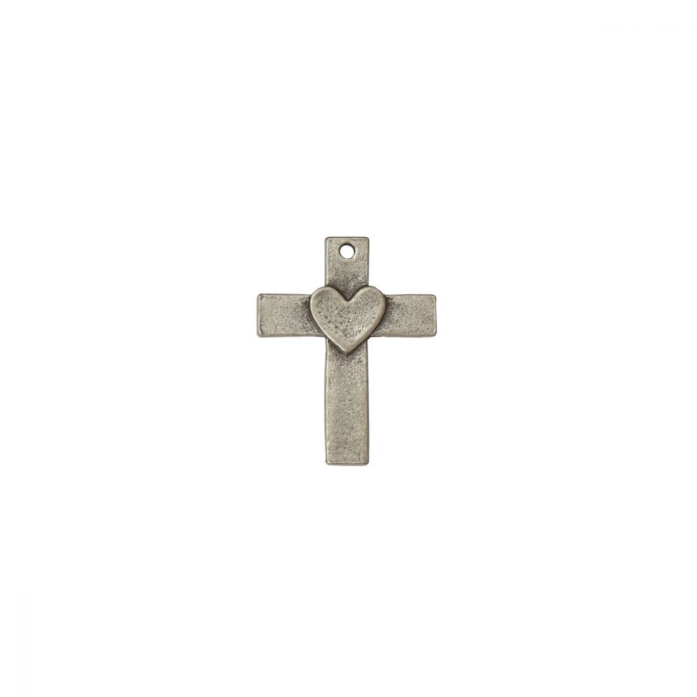 ImpressArt - Cross w/ Hjärta Charm Stamping Blank Silver Plated 1 st