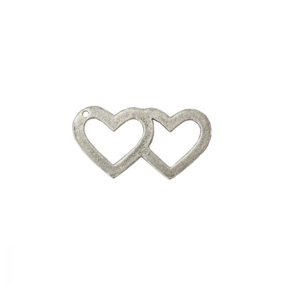 ImpressArt - Double Hjärta Charm Stamping Blank Silver Plated 1 st