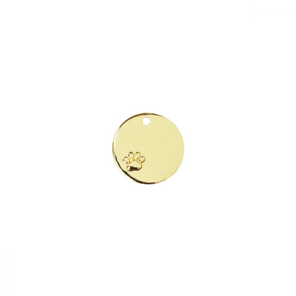 ImpressArt - Cirkel w/ Paw Print Charm Stamping Blank Gold Plated 24 st