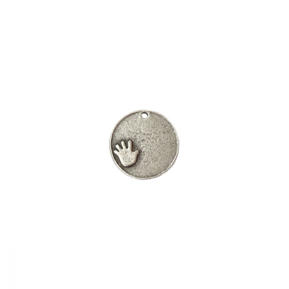 ImpressArt - Cirkel w/ Hand Charm Stamping Blank Silver Plated 24 st