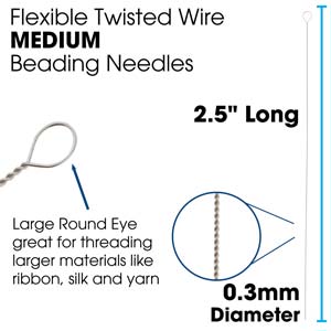 Pärlnålar Basic Elements - Flexibla Tvistade Trådar Medium 0,30mm 50-pack