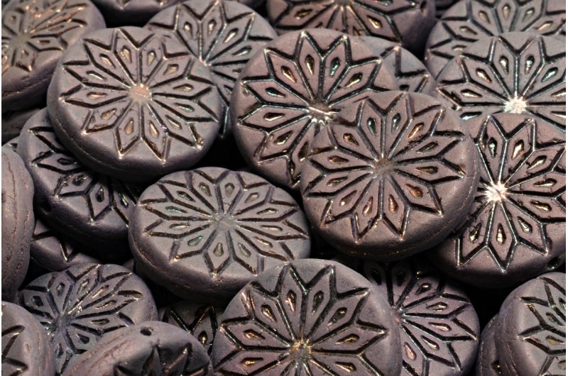 Origami flower Bead - Matte jet vega 18mm, 6-pack