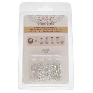 Basic Elements  - Crimp tube assortment, Silver plated, 600- pack