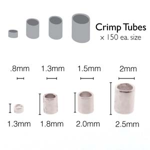 Basic Elements  - Crimp tube assortment, Silver plated, 600- pack