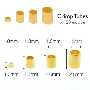 Basic Elements  - Crimp tube assortment, Gold plated, 600- pack