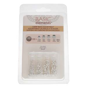 Basic Elements  - Crimp bead assortment, Silver plated, 600- pack