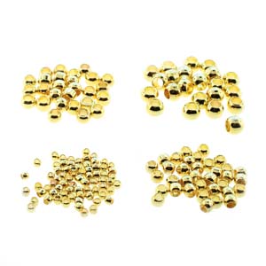 Basic Elements  - Crimp bead assortment, Gold plated, 600- pack