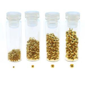 Basic Elements  - Crimp bead assortment, Gold plated, 600- pack