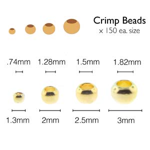 Basic Elements  - Crimp bead assortment, Gold plated, 600- pack