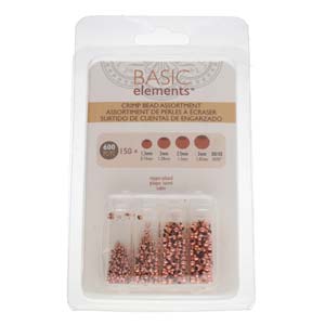 Basic Elements  - Crimp bead assortment, Copper plated, 600- pack