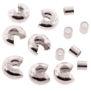 Basic Elements  - Crimp tube and crimp cover, 4mm smooth, Silver plated, 48- pack