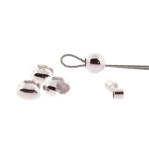 Basic Elements  - Crimp tube and crimp cover, 4mm smooth, Silver plated, 48- pack