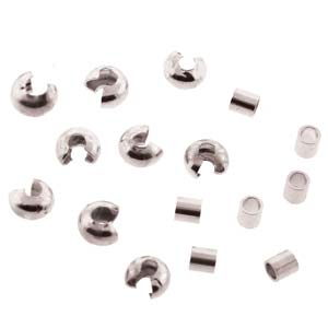 Basic Elements  - Crimp tube and crimp cover, 3mm smooth, Silver plated, 48- pack