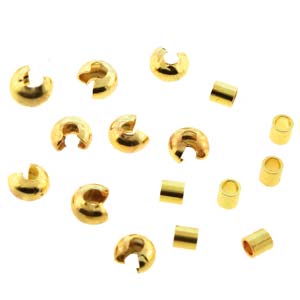 Basic Elements  - Crimp tube and crimp cover, 3mm smooth, Gold  plated, 48- pack