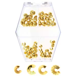 Basic Elements  - Crimp cover, assortment, Gold plated, 80- pack