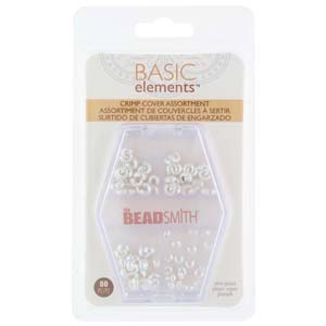 Basic Elements  - Crimp cover, assortment, Silver plated, 80- pack