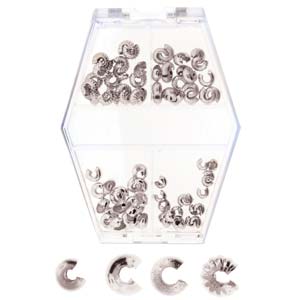 Basic Elements  - Crimp cover, assortment, Silver plated, 80- pack